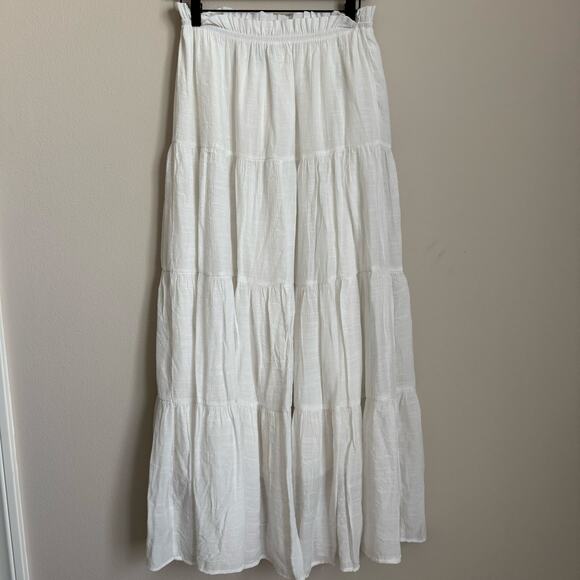 Princess Polly Mya White Maxi Skirt Womens Size 6 Cottage Boho Festival Stretchy - Picture 9 of 11